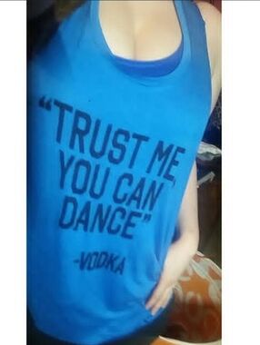 UK2LA “Trust Me, You Can Dance – Vodka” Muscle Tank Top | Blue | Size Small